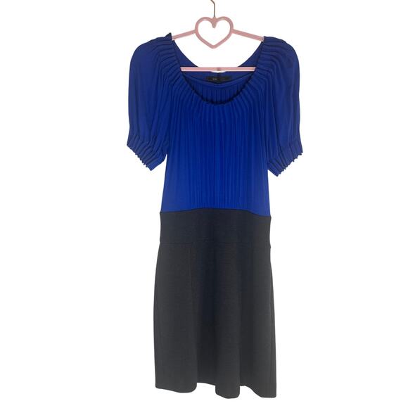 BCBG Max Azria Women's Pleated Two-Tone Mini Dress Size 6 Blue Black Elegant - Picture 5 of 11